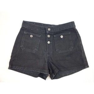 Canyon Rivers Juniors Sz 5 Black Denim Jean Shorts Front Buttons Pockets Cotton